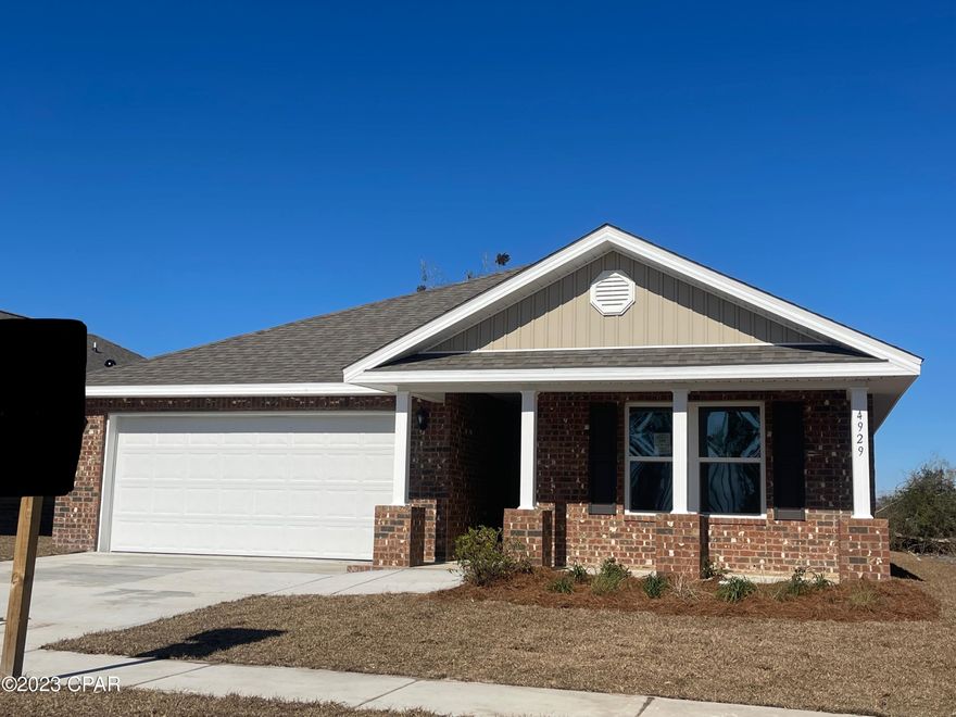 Liberty neighborhood is conveniently located in beautiful Panama City off of Star Avenue near 231.   Located just 25 minutes from Tyndall Airforce Base, 20 minutes to hospitals, and less than 15 minutes to shopping, restaurants, and grocery stores you will be amazed at the convenience once you enter the winding entrance to this beautiful sanctuary. Liberty, D.R. Horton's premier new lifestyle community, offers a 75,000 square foot community center with full gym, wellness rooms and much more. Additionally, behind the community center is a water wonderland with resort style pool, splash pads, and an outdoor grilling kitchen with seating. Just when you thought it could not offer more, there are sidewalks, ponds, fountains, and conservation areas throughout this beautiful neighborhood full of nature. When you enter the Ryder floorplan through the beautiful prairie door, you are amazed at the brightness and width of the entry way into this 4 bedroom 2 bath, 2,093 square foot home.  With 2 spacious bedrooms off the main entry way separated by a full bathroom and another secondary bedroom a little further down the entry way on the opposite side of the you are afforded privacy for all guests or children. Walk a few steps beyond and enter the open family room overlooked by the huge kitchen island with the dining room to the side.  The kitchen features a coffee bar, walk in pantry, and beautiful white cabinets and laminate countertops. The primary bedroom and bathroom are located off of the back of the home featuring lush carpet flooring in the bedroom and luxury vinyl plank in the bathroom. The bathroom offers a large shower, double sinks, and two closets. The covered back porch is sizeable and private. This home is situated on a lot backing to the conservation area, sodded on 4 sides, and located entering a cul de sac. Please call (850)588-1962 or email Panamacityeastinfo@drhorton.com for more information.