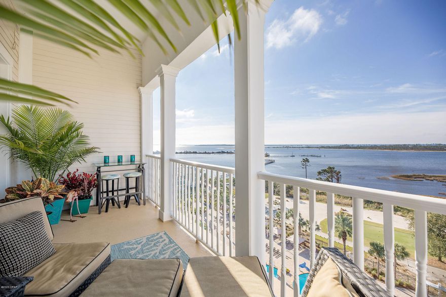 CURRENTLY UNDER CONTRACT, SELLER ACCEPTING BACKUP OFFERS! Reflections is a luxury condo in the gated community of Bay Point. This outstanding Penthouse level 1 bedroom unit boasts nearly 180 degree views of the resort-style pool, Jack Nicklaus Golf Course, St Andrews Bay and the Gulf. Watch all the ships or wildlife from dolphins, eagles, hawks, osprey, and everything else right from your couch or balcony! Lots of natural light floods in from floor to ceiling windows / slider looking onto the water. Spacious floor plan with new ceramic tile plank flooring, crown molding, granite countertops, beautiful breakfast bar, pendant lighting, upgraded appliances & cabinetry. This is an absolutely pristine unit that comes fully furnished and is ready to be your second home or short term vacation rental with very strong rental projections from local property management companies.

Reflections contains a full service salon and spa just downstairs and Bay Point Resort amenities include golf & tennis, yacht club & full svc marina and boat launch being rebuilt, on-site post office, 24hr security, parks & playgrounds, community sponsored events & on-site full svc resort hotel.

Schedule your showing ASAP, units in this building rarely come up for sale and sell quickly when they do!