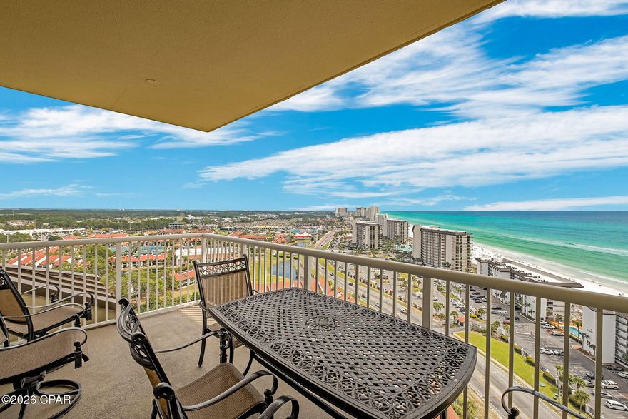 Experience luxury coastal living in this stunning 4-bedroom penthouse at Grand Panama Beach Resort. Unit 1404 offers breathtaking, unobstructed views stretching for miles down the sugar-white sands and emerald waters of the Gulf--truly some of the best views on the beach.

Spanning approximately 2,266 square feet, this spacious 4-bedroom, 3-bath residence features an open-concept layout with floor-to-ceiling windows that flood the home with natural light and showcase the incredible views from nearly every room. Enjoy a double balcony setup, with both the living room and primary suite opening directly to the Gulf-front balcony--perfect for morning coffee or sunset evenings.

The interior is thoughtfully appointed with granite countertops, all-tile flooring, stainless steel appliances, and a newer HVAC system. This impeccably maintained, non-rental condo has been primarily owner-occupied, offering a level of care and condition that truly stands out. The layout includes a large family room, separate dining area ideal for entertaining, two master bathrooms with jetted tubs, and ample walk-in closet space throughout. Grand Panama offers a true resort-style experience with top-tier amenities including two pools, hot tubs, tiki bars, a fitness center, business center, and a newly opened on-site general store for added convenience. Owners also enjoy easy access between Tower 1 and Tower 2 via the covered walkover.

Additional highlights include a 5-level parking garage with one assigned space, ample overflow parking nearby, and additional parking expansions underway. As a homeowner-driven resort, decisions are made with ownership value and experience in mind--making this one of the most desirable communities in Panama City Beach.

Whether you're looking for a primary residence or a premium second home, this penthouse delivers the ultimate beachfront lifestyle.