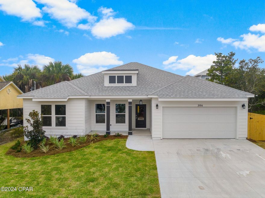 'CURRENTLY UNDER CONTRACT, SELLER WILL CONSIDER BACKUP OFFERS' Location, Location, Location!!! This Stunning Brand New 2024 Home is a Must See! Gorgeous blend of modern design & coastal charm situated approximately 600 feet from the pristine sands of the Gulf of Mexico. 
Your future home offers 4 bedrooms, 2 baths, covered back patio, privacy fence and a spacious two-car garage ensuring ample parking for you and your guests.
The open floor plan in this home creates a seamless flow and an abundance of natural light. The kitchen is a chefs dream with extra quartz counter space, breakfast bar and stainless steel appliances. The primary suite offers a tray ceiling, two large walk-in closets, custom built glass shower & a beautiful freestanding tub. At this home you will find elegant LVP flooring through out, stunning light fixtures, front and back impact doors, roof deck spray foam insulation, precut plywood for all windows, lush landscaping, Taexx pest control system, sprinkler system and much, much more! 
Best of all, there is No HOA or Flood Zone to worry about! This home also comes with a One Year Builder Warranty and a Transferable One Year Termite Bond. 
Don't miss this incredible opportunity to own a brand-new construction home so close to Florida's most desirable beaches. Don't wait, schedule a showing today! Please note: This home is not zoned for Short Term Rentals, however, buyer may submit for a rezoning permit if so desired.