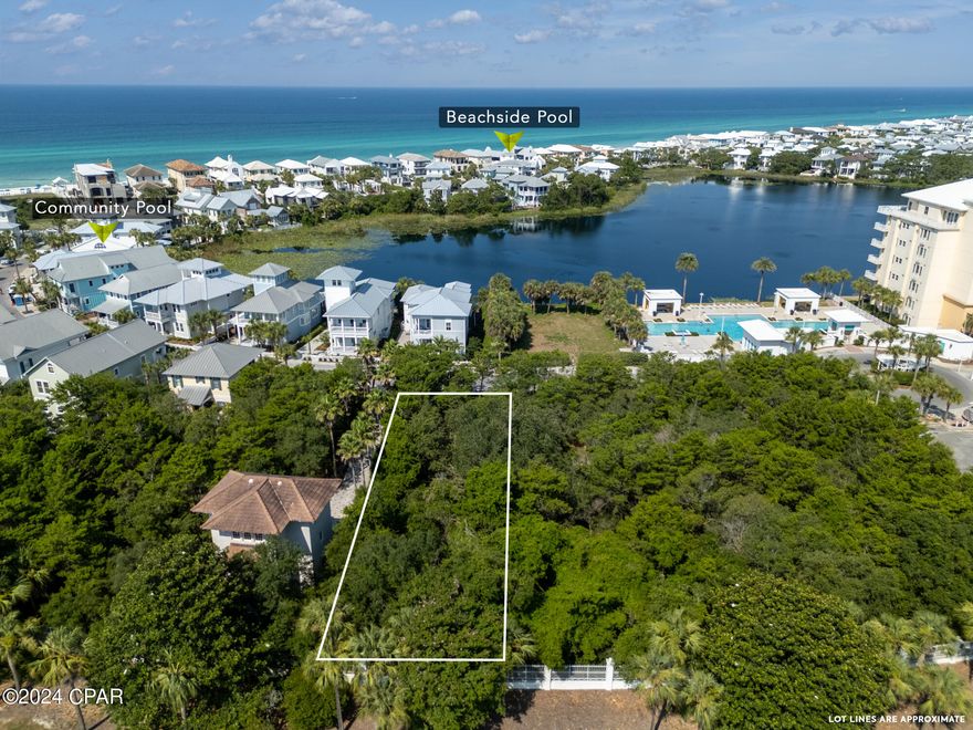Build your dream home on this vacant lot in the picturesque and beautiful Carillon Beach! This gated community offers it all with a beachy and friendly lifestyle to relax and enjoy. With convenient access to Lake Carillon, the beach,  3 community pools, tennis, pickleball, convenient shops nearby, and more, you will love living here! Imagine your new home with views of Lake Carillon across the street, and the beach beyond that from the towers that can be built off of the main house! Guest houses are allowed up to 3 stories with a 600ft footprint. Convenient to Rosemary Beach and  Pier Park .