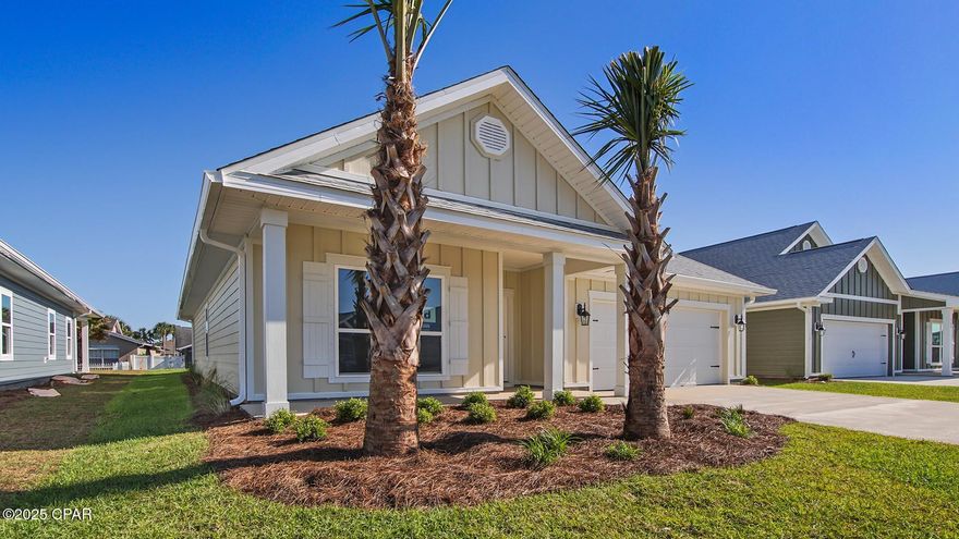 Welcome to 167 Dama Del Mar Way, a new home nestled in the serene Caballeros Estates at Hombre in sunny Panama City Beach, Florida. This single-family residence is under construction and is tailored perfectly for those seeking a primary or secondary home and offers an inviting blend of modern design and cozy living spaces. As you step inside the Rhett floor plan, you're greeted by a warm entry hall that unfolds into a generously sized living area, where natural light pours in, creating an inviting atmosphere. The heart of the home, an expansive kitchen, boasts a practical center island, perfect for meal prep and casual dining. With plenty of cabinetry and a large corner pantry, storage will never be a concern. Entertaining is a breeze with the kitchen's seamless flow into the living and dining areas, ensuring you're never far from the conversation. The primary bedroom, a sanctuary of privacy, features a spacious ensuite bath complete with a dual sink vanity, separate shower, and indulgent soak tub, alongside an ample closet. The home's three additional bedrooms, each with substantial closets, share a full bathroom equipped with a shower-tub combo. A large laundry room off the entry hall adds to the home's practicality. Additionally, the two-car garage provides ample space for vehicles and storage. With its thoughtful design and attractive features, 167 Dama Del Mar Way is the ideal setting for making lasting memories. Give us a call to tour this home today.