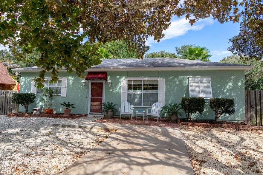 Your Home Sweet Home - Low maintence & Cozy! Exceptional 1160 s.f. 2br 2ba Beach Cottage. 9' ceilings PLUS a vaulted ceiling in the Great Room.Transoms over the bedroom doors help make this home feel very spacious and open. Note:The Beautiful wood floors! Everything you need is there to include a screened in porch with gas fire pit & fans& a wood deck with table & grill. Both side backyards are covered in pavers. You will find a storage building and a nice little back yard & a sprinkler system.  This place is clean and neat. Walk to the Gulf,Restaurants and Shopping. Perfect location on a dead end street and 1,000 feet +/- to the Gulf. This Beach Cottage has everything-Almost!  Any and All information about this listing is thought to be correct, but if important, please confirm for yoursel