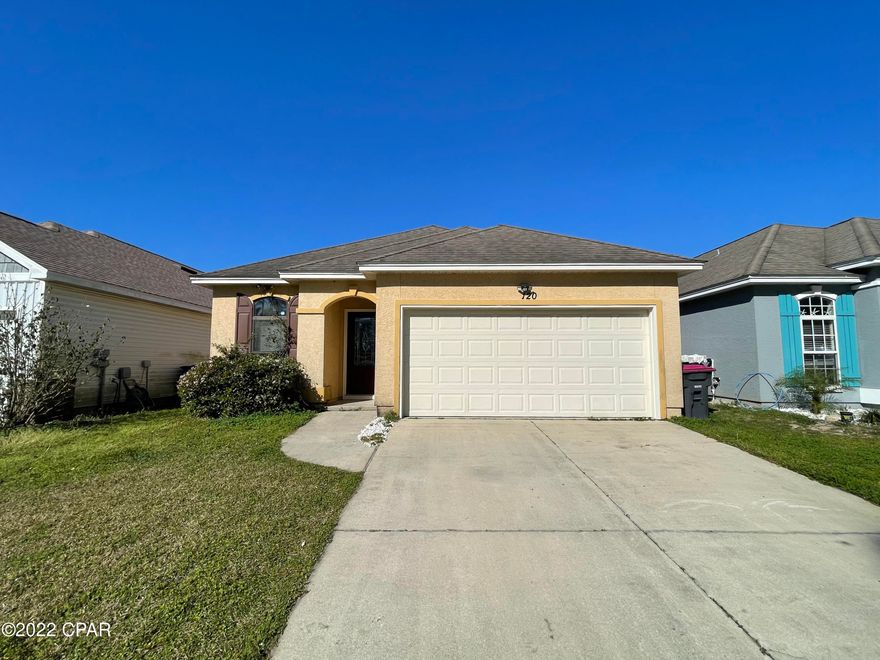 Beautiful home in a prime Panama City Beach location! Home offers open living space, 3 bedrooms, 2 baths, tile flooring throughout main living areas, 2 car garage, and fenced in backyard with a covered patio. Enjoy the luxury garden tub in the master bath and spa shower. Home is located within minutes of public beach access, restaurants, shopping at Pier Park, golf courses, and schools. No short term rentals allowed.