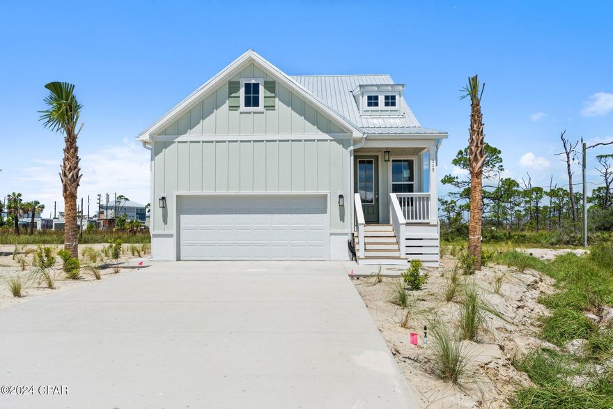 Welcome to Islamorada floor plan at 112 Marsh View Ridge Lane, one of the new home floor plans featured at Redfish Cove at Cape San Blas, Florida. The homes in Redfish Cove feature beautiful white cabinetry and quartz countertops, stainless steel appliances, and engineered vinyl plank flooring. When you walk inside the Islamorada, you will find matching quartz countertops in the kitchen and bathrooms, as well as exquisitely crafted cabinets throughout the home. Engineered vinyl plank flooring throughout the home which will give you the appearance of wood yet allow you to enjoy the low maintenance qualities of being water and scratch resistant. The stairs are made of beautiful oak treads leading to the spacious upstairs area. In the kitchen you will find a gorgeous herringbone back splash to compliment the quartz countertops that have been selected for your home. Each home comes with a Whirlpool appliance package with stainless-steel dishwasher, microwave and electric range, Moen brushed nickel fixtures with pull out faucet in the kitchen. Exterior features include and are not limited to Color Plus Hardie Plank Siding, covered back patio (per plan), metal Roof, 8-foot raised glass prairie door with designer brushed nickel hardware, 8-foot full glass back door, full house gutters, impact glass windows, crown molding (per plan). Each home is a Smart Home that offers you energy efficiency, the convenience of being able to monitor the temperature in the home, operate lights and keyless entry, Skybell doorbell enabling you to see and speak to someone who is at your front door whether you are there or not and also have the ability to open and close your garage door and unlock your front door remotely. We are only building 12 homes in Redfish Cove. Imagine waking up in the morning and being able to sit on your porch and being able to take in the serenity of a new beginning with a beautiful sunrise on the St. Joseph Bay while you contemplate kayaking or paddle boarding.