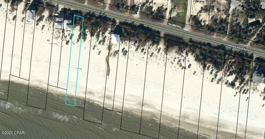 Gulf front lot on unique Indian Pass, with 54 feet of beach frontage. Perfect area to build a home. The beach is beautiful with shells galore, nature is picturesque. Take a walk, run or drive on the beach where you'll see pelicans, gulls, sandpipers and many other kinds of birds and sea life. Boating and fishing at the Indian Pass boat launch or plan an adventure to St. Vincent Island Wildlife Refuge. Launch your kayak or just enjoy your friends and family on the uncrowded beach.