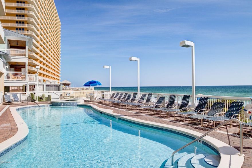 ENTERED FOR COMP PURPOSES. Stunning 3-bedroom corner unit with panoramic Gulf front views at Seychelles Resort, perfectly located on the east end of Panama City Beach. This unit features a jaw-dropping wraparound balcony with a Gulf front master suite, plus extensive upgrades throughout including wood look tile floors, stainless steel appliances, quality furnishings, and more. It sells fully turn-key ready for rental or personal enjoyment. Projected income over $60K. Seychelles owners and guests enjoy world-class amenities including 2 gulf front pools and hot tub, covered parking, fitness center, and a wonderful location near St Andrews State Park and several iconic area restaurants.