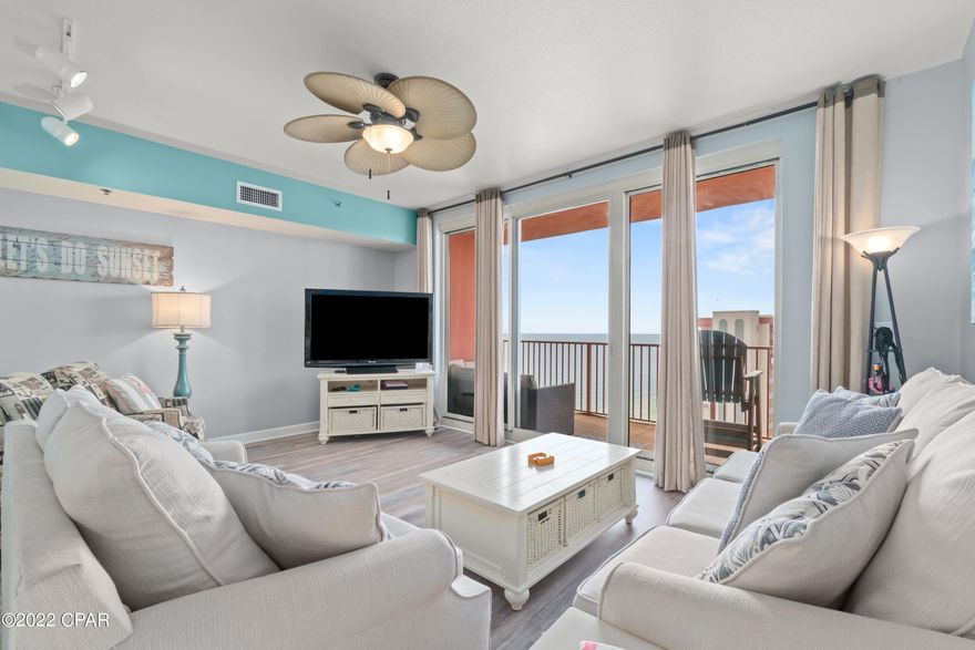 This beauty is all about the views! Breathtaking! King Master looking all the way down the coastline to St. Andrews State Park. Gulf-front balcony sends you sunset views daily!  Gorgeous money maker at the premier resort Shores of Panama in Panama City Beach! Turn-key ready, with stainless appliances, bunk-room barn door w/ a twin over full bunk & its own full bath.  This unit sleeps 6 and feels like a 2 bedroom! All new flooring, primo furniture, and best of all - the deeded parking spot is a parallel spot on floor 3!  These units are making $35-$45 take way yearly! Shores of Panama is a very popular gulf front vacation resort in Panama City Beach!  Amenities include: huge lagoon pool, fitness center, tiki bars, indoor pool & hot tub & right next to world famous Pineapple Willys! First available show date is February 1.