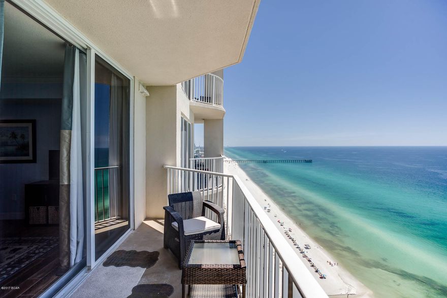 This much-desired 817 sq ft “K” plan unit is a one of a kind in one of the Premier Resorts in Panama City Beach.  This 1 bedroom 2 bath is different than other one bedrooms in that the separate bunk area can be viewed as a separate bedroom!  2 (large and small) storage closets also convey with the sale! This unit has a unique extended balcony which provides fantastic views of the Gulf!  Unit 2416 boasts new wood tile floor in the living area, tile in kitchen and entry way, as well as being a “beachy” well decorated and well furnished unit!  With its location only steps from where everything is happening at Pier Park, and some of the lowest HOA dues in PCB, Tidewater Beach is one of the most popular beach resorts around. Amenities include: two outdoor lagoon pools, one heated indoor pool, large Gulf front fitness center w/ two roman spas & private movie theatre, Sky View owners lounge and Gulf front restaurant just to name a few. Come see Unit 2416 and the Tidewater difference for yourself!!!