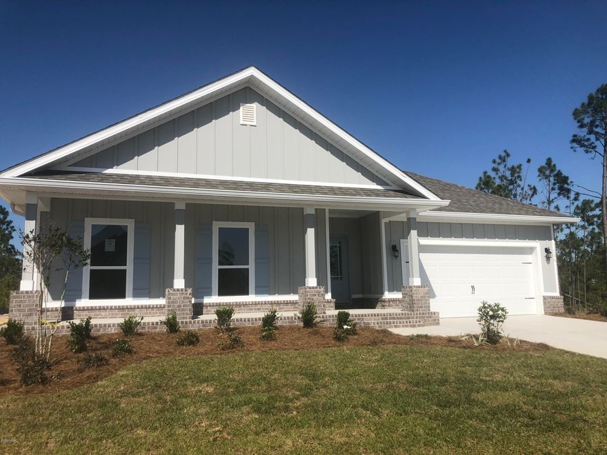 This beautiful Victoria floor plan is located on a cul-de-sac in beautiful Fanning Bayou! This home has LVP flooring throughout the

common areas, granite countertops, stainless appliances include a smooth top ranger, a microwave and a dishwasher. Light cabinetry in kitchen and baths, plush

carpet in the bedrooms, a nice size laundry room and plenty of open space in the living and dining areas. Finishing touches include trey ceilings in living room

and bedroom 1, Moen faucets, designer lighting package and brushed nickel hardware on interior doors. For more information please call sales office at 850-277-0010. A standard Smart Home package includes a KwikSet keyless entry, Skybell doorbell, automated front porch lighting, an Echo
Dot device, and Quolsys touch panel which can be integrated to control your lighting, thermostat, front door and so much more.
A builder 10 year structural warranty is also included.
Pictures, photographs, floor plans, elevations, features, colors and sizes are approximate for illustration purposes only and will
vary from the homes as built. Home and community information including pricing, included features, terms, availability and
amenities are subject to change and prior sale at any time without notice or obligation. For Move-In/Completion Estimates:
Ready dates are estimates only. Timing of completion of construction and buyer move-in are subject to contingencies
contained in home purchase agreement and governing jurisdictions issuance of a certificate of occupancy, and may change
due to forces majeures and other delays or disruptions outside the reasonable control of the Builder