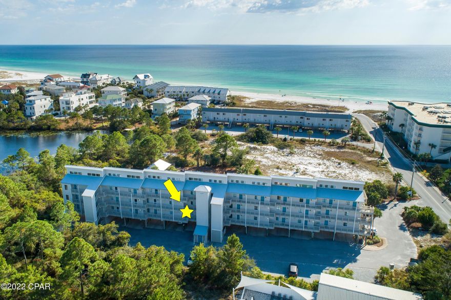 Best priced condo south of 30A. Location, Location, Location. This updated 1st floor move in ready vacation studio sleeps 4 in Seagrove Beach. The building has all major capital improvements completed including new siding and roof. Relax on the balcony with southern exposure that captures the Gulf breeze, or take a short walk to the white sand beach. The fully equipped kitchen features stainless steel appliances and solid surface countertops. This quaint pet friendly condominium Beachfront 2 with only 33 residences features an inviting heated swimming pool, hot tub, on-site laundry, elevator, large pavilion, grills and lovely landscaped grounds with tall palms. Great rental history 32k+ gross. Conveniently located minutes from dining and shopping at the Coastal Town. Welcome to Paradise