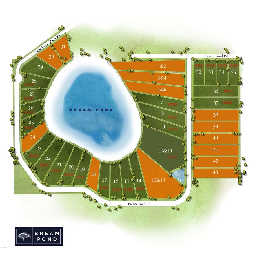 BREAM POND LARGE 6.27 ACRE LOT-ATTENTION BUILDERS and DEVELOPERS - This is a Dream Property ready to BUILD-OUT. 40 separate parcels in a complete Subdivision surrounding and including Bream Pond in Northern Bay County. All Platted, Paved Roads, Underground Electric. With all of the recent Growth in the Sand Hills portion of Northern Bay County, this property is ready-to-go. This property is about 1/2 mile East of Hwy 77 and 1/2 mile South of Hwy 20 making it a very convenient location. Bream Pond is a Beautiful approximately 30 Acre Lake that is known for it's fishing. It has clean clear water and a white sand lake bottom making it a desirable Lake for swimming, kayaking , and other water activities.