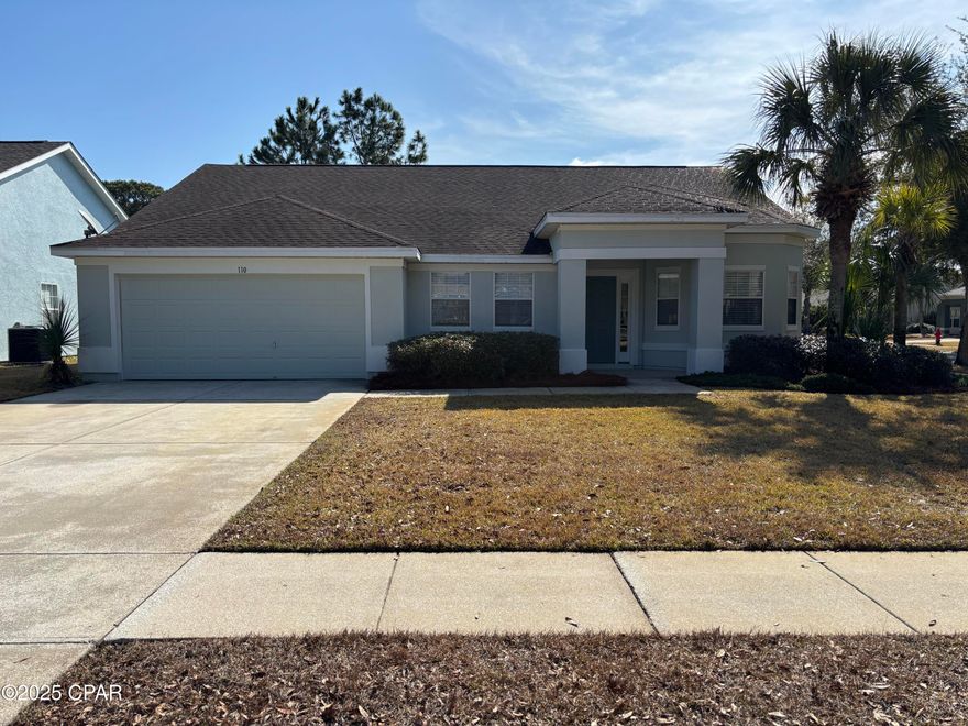 Welcome to 110 Covington St in beautiful Panama City Beach, FL! This charming 3 bedroom, 2 bathroom house recently refreshed with new paint and new LVP flooring throughout. The spacious kitchen features stainless steel appliances and is perfect for preparing meals. The master suite includes his and hers closets and access to the patio, ideal for enjoying the Florida sunshine. Yard care and pest control are included for your convenience. Located near Pier Park and Frank Brown Park, this home is also just a short distance from the beaches. The sprinkler system is on a separate meter, and the community is golf cart friendly. Small pets are welcome with a $300 pet fee. Don't miss out on this fantastic opportunity to live in this lovely home in a great location!