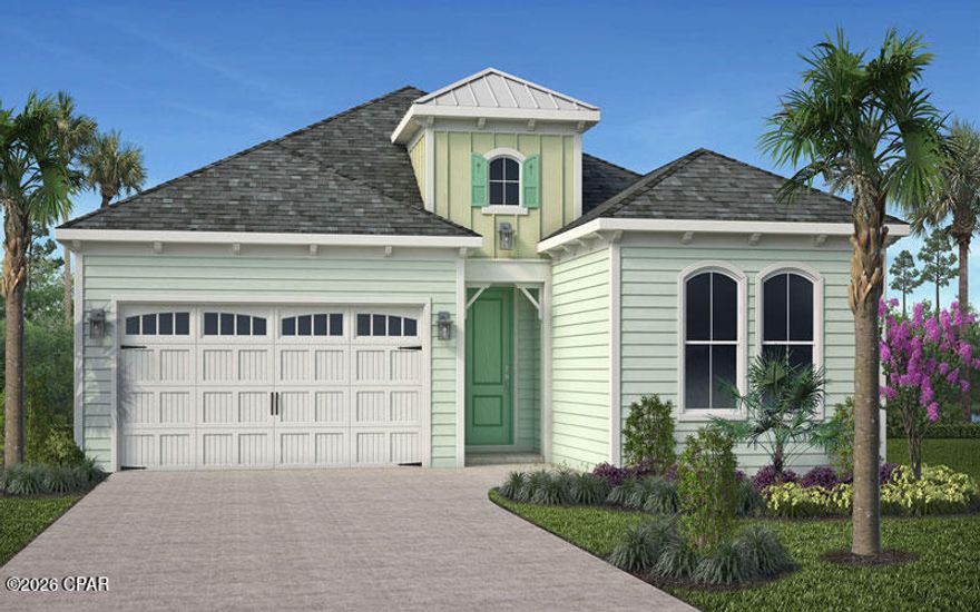 The Escape Bay is a beautifully designed single-level home that blends coastal charm with modern comfort. Featuring 2 bedrooms, 2.5 baths, a den, a spacious great room, and a generously sized covered lanai, this plan offers an ideal balance of open living and private retreat spaces. Step inside through a welcoming foyer with tray ceiling detail, leading into the expansive great room (25'8'' x 20'4'') with soaring vaulted tray ceilings--perfect for entertaining or relaxing after a day in paradise. The adjoining dining area (13'4'' x 11'8'') and well-appointed kitchen create a seamless flow, with options for a wet bar/dry bar to elevate your hosting experience. The Primary Suite (15'1'' x 16'0'') is a true sanctuary, featuring its own tray ceiling, dual walk-in closets, and a luxurious primary bath. An available alternate primary bath layout provides additional personalization.
A private Guest Suite includes a bedroom (13'1'' x 12'0'') with walk-in closet and its own full bath--perfect for visiting friends or family. A separate flexible Living/Hobby space (13'1'' x 9'6'') adds versatility for crafting, fitness, or relaxation.
The Den (13'1'' x 11'8'') offers the ideal space for a home office, media room, or quiet reading retreat.
Outdoor living shines in the Escape Bay, with a generous covered lanai (24'0'' x 12'0'') and available options such as a screened enclosure, fireplace, or additional door access.
A 2-car garage (429 sq ft) and a well-designed laundry room complete the home's thoughtful layout.