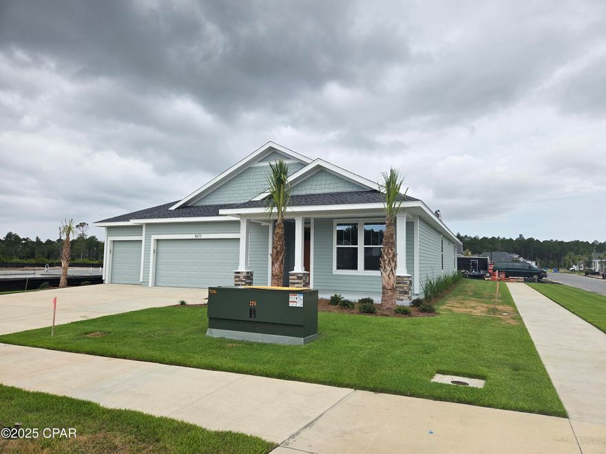 New construction by Fischer Homes in the beautiful Breakfast Point East community, featuring the Crevalle plan. This designer floorplan offers an island kitchen with stainless appliances, pantry, lots of cabinet space and quartz countertops. Family room  expands to light-filled morning room, which has walk out access to the back porch. Owners Suite with attached private bath featuring separate vanities, walk in shower and two walk in closets. Three additional bedrooms and two full baths. Attached three car garage. 2 miles from the beach!