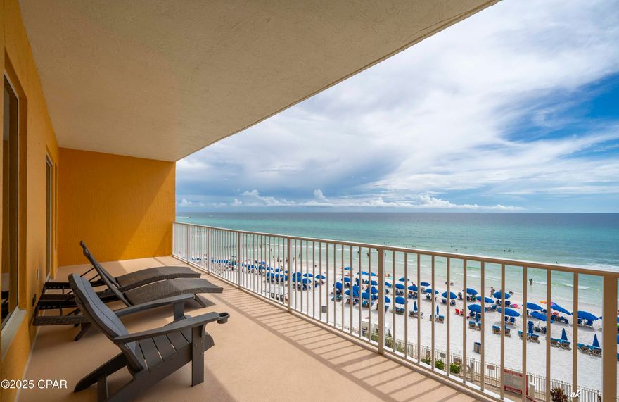 BEST VIEWS ON THE BEACH! Enjoy the expansive, panoramic view of the Gulf from your oversized balcony. Savor your morning coffee while you watch the resident dolphins of St. Andrew's cruise by or catch a breathtaking sunset and evening cocktail with close friends. This 2/2 with bunk sleeps 8 and makes for a great investment, vacation rental or second home. This unit has LVP and tile throughout, an open floorpan which allows for great entertaining when friends and family are gathered. The waterfront primary bedroom has its own set of sliding glass doors which opens up to the expansive balcony. Located on PCB's East End, you are walking distance to Schooners, the state park and moments from other iconic spots such as Capt. Anderson's Restaurant and Marina, Dat Cajun Place and many other local favorites. Treasure Island offers a large in ground pool, hot tub, bbq area, fitness center, community room and even has a snack shop that serves beach drinks and sandwiches, on property. This unit has an assigned parking spot which conveys with the unit. Additional parking is available on the top deck of the parking garage.

* Buyer to verify all measurements and information, if important.*

**n.b., Listing Agent is related to sellers.