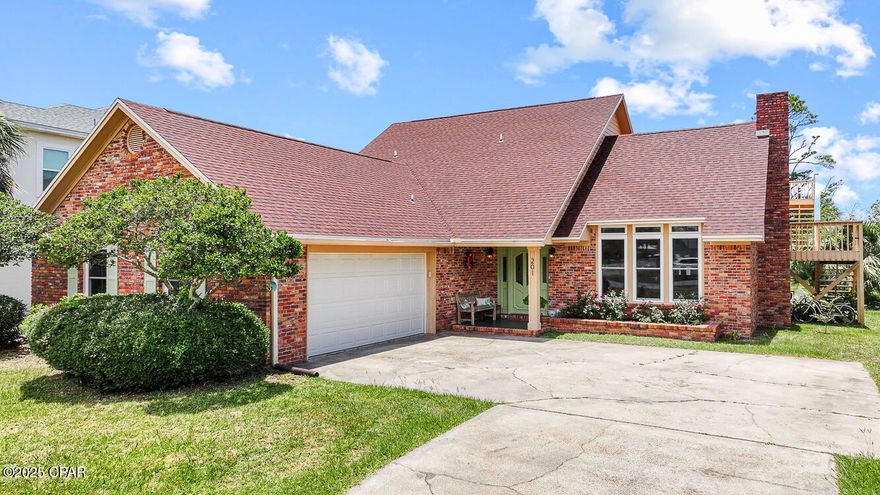 FAMILY BEACH HAVEN in Gulf Aire!!  Welcome to 201 Sea Pines in the highly desirable Gulf Aire community of St. Joe Beach, where comfort, space & coastal lifestyle come together. This beautifully maintained 4BD/2.5BA brick home offers the perfect setting for full-time living or a relaxing beach getaway, with private deeded beach access just a short stroll away to the sugar-white sands of the Forgotten Coast. Step inside to a bright, open-concept layout with soaring vaulted ceilings that create an airy feel throughout the main living & dining areas. The inviting living room centers around a cozy fireplace, making it the perfect gathering space for relaxing evenings or entertaining family & friends. The kitchen serves as the heart of the home with a charming breakfast nook, generous pantry & ample counter space for preparing everything from quick beach snacks to holiday meals. The split floor plan offers privacy, with a spacious primary suite located on the first floor featuring an en-suite bath with double vanity & walk-in tile shower. Additional bedrooms provide plenty of room for kids, guests, or a flexible space for a home office or hobby room. Outdoor living is just as inviting with an enclosed patio ideal for morning coffee, casual dining or laid-back barbecues. The backyard offers plenty of green space for kids & pets to play, while the extra deck space is perfect for grilling while enjoying Gulf views. Hop on the golf cart & take a short ride to the beach for sunset walks or evenings around a bonfire. Gulf Aire is one of the few Gulf-front communities offering amenities including a community pool, tennis & pickleball courts, golf cart friendly streets & private deeded beach access. Conveniently located between Port St. Joe & Mexico Beach, you're close to local dining, shopping, marinas & everything the Forgotten Coast lifestyle has to offer. Come & see for yourself what beachside living is all about. Call for your private tour & LIVE THE BEACH LIFE!!