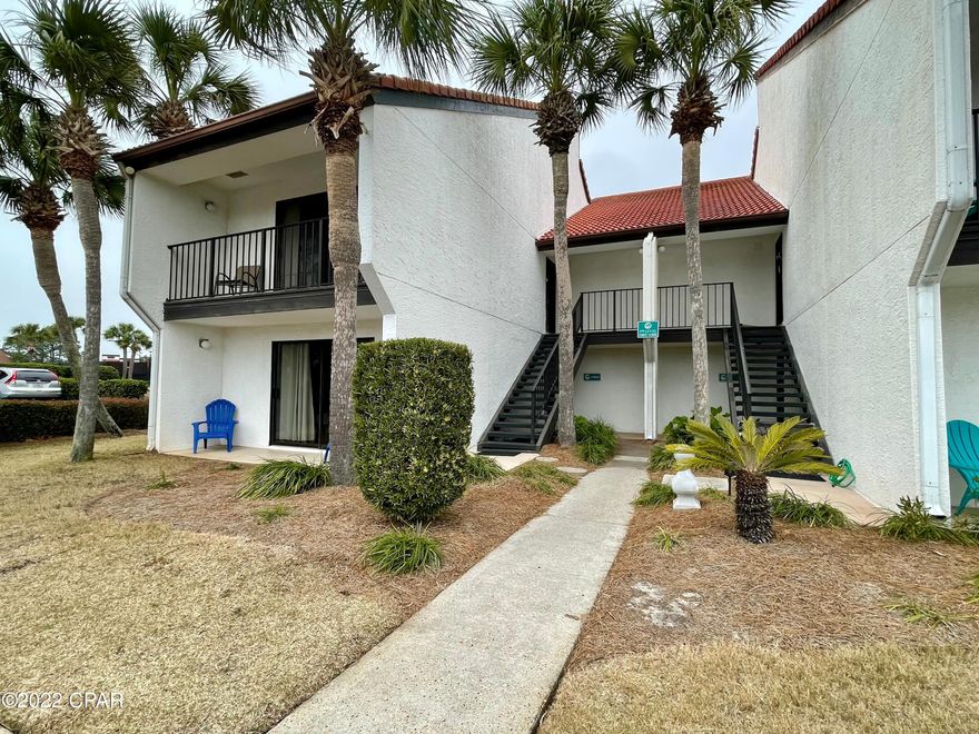 Ground floor condo, no stairs! Villa 1002 is a ''feel good'' and well-maintained condo at popular Edgewater Beach Resort. Enjoy a tranquil pond view from floor to ceiling windows. Relax on the private, covered patio. Spacious Master Suite with en suite bath and view. Guest Room has bathroom access and patio. Nice kitchen with raised ceiling, stainless, NEW dishwasher, full-size laundry. Notice touches such as crown molding, upgraded ceiling tile, beachy colors. Big ticket items done: AC 2015, WH 2020, tile/laminate flooring throughout, master tile shower, NEW guest shower doors, NEW TVs, newer furnishings - window/door glass is perfect. Ask for a Cost To Own Estimate. It is possible to live the coastal lifestyle of your dreams. To read about exclusive resort and beach amenities, click ---- Heated pool just across pond bridge! Walk/tram to beachfront amenities - Tropical Pools, Hot Tubs, Sun Decks. Year-round Restaurant delivers excellent Chef, Room Service & Poolside Bar. Market serves Starbucks & Ice Cream. Love the Pizza Shop! Kids Adventure Club with Activities & Splash Pad. Unlimited Golf, Tennis, Pickleball, Shuffleboard. Pro Shop. Fitness Center with spa services. Owner pets welcome. Manned, Gated Entrances. Walk to shopping, minutes to Pier Park!