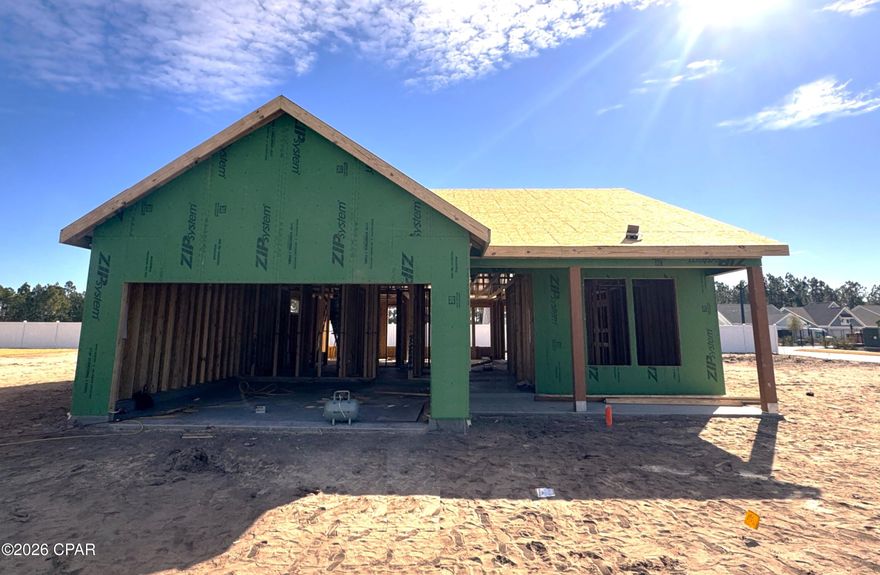 Stylish new Edenton floorplan by Fischer Homes in beautiful Salt Grass at Ward Creek community, featuring a welcoming covered front porch. Once inside you'll fall in love with the 9 ft ceilings and open concept,  island kitchen with stainless steel appliances, upgraded cabinetry, durable quartz counters, large walk-in pantry, all open to the spacious family room and morning room with walk-out access to the back patio. First floor primary suite is located in the back of the home and includes an attached private bath and oversized walk-in closet with direct access to the laundry room for easy laundry days. Additional bedroom with a centrally located hall bathroom.  Attached two car garage.