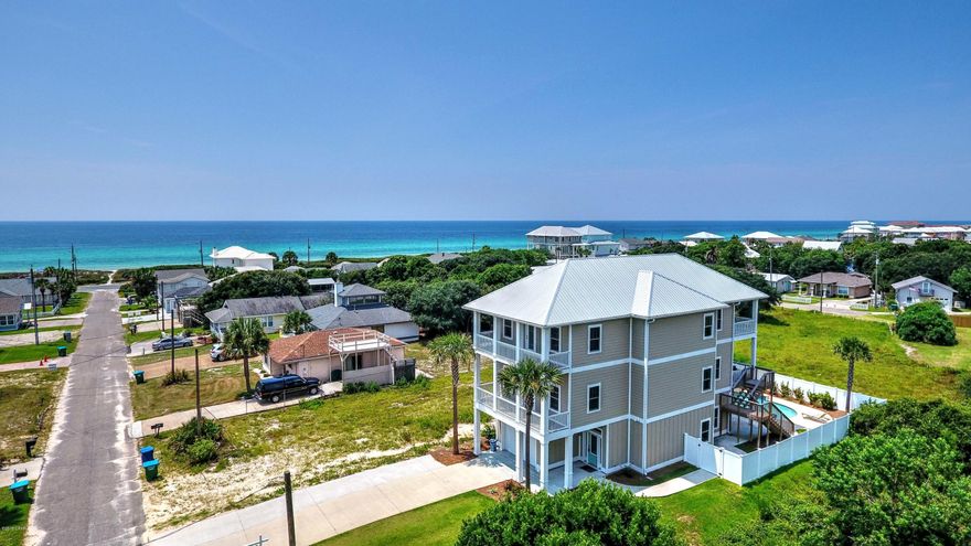 CURRENTLY UNDER CONTRACT, SELLER ACCEPTING BACKUP OFFERS.This 4BR/4.5BA Sunnyside home was built in 2016 & has a gulf view from the private balconies of each bedroom suite on the 2nd & 3rd floors! The sellers, when building this beautiful home, spared no expense & added an elevator & a private pool!  Interior features include granite countertops, reclaimed wood accent walls, stainless appliances, some 10' ceilings, a bunk room, & all bedrooms have walk-in closet & private deck.  The master suite is on the 3rd floor & the en suite boasts a walk-in tile shower with dual shower heads, a Jacuzzi tub & his-and-hers vanities! The backyard includes the aforementioned pool which is heated seasonally so you can enjoy year round! After a day on the beach, which is a mere blocks away, you can rinse off under the hot & cold outdoor shower!  The Sunnyside area is on the west end of Panama City Beach, ideal for a quiet family (or families) vacation spot; sellers say the home sleeps up to 14.  This is an excellent investment property with approx. $70K a year in gross rental (20-25 weeks) and you're close to Pier Park, golf courses, and scenic 30A.  All info is approx. and must be verified by Buyers if important.