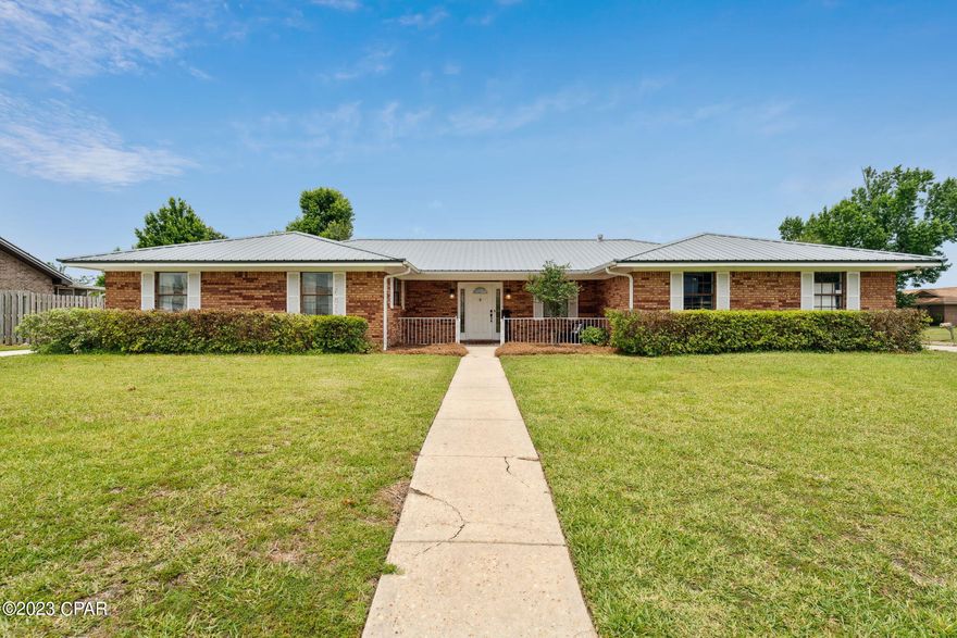 Pool House!! Sought after Derby Woods Subdivision, corner lot with a large fenced backyard and beautiful pool. Home features metal roof, AC, water heater, luxury vinyl plank flooring in all the common areas, with carpet in 2/4 bedrooms, recessed LED lighting, bath fixtures. The master bedroom suite has a Soaker tub / shower combo with glass sliding door and large walk-in closet. with attached bonus room.The sizeable kitchen opens into the family room with a fireplace flanked by built-in book shelves. Just off the kitchen is a formal dining area, laundry room and a half bath. This house is built for entertaining! MUST SEE, this home features Saltwater Pool, Spray Foam insulation, fresh paint & new LVP throughtout.