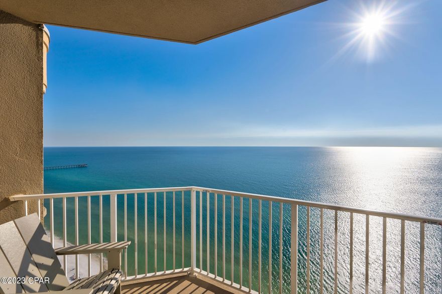 Be on top of the world with this immaculate, like new, penthouse condo! This one

bedroom, one bunk room, two full bath condo is one of the highest beach-front

residences in Panama City Beach and possibly the entire panhandle of Florida. The

views of the Gulf of Mexico are spectacular. Located within one of city's finest luxury

resorts, this unit is truly turnkey and fully furnished for personal use or rental. This

upgraded unit has newly refinished travertine stone tile, new designer draperies and

quality furniture throughout. The living room boasts 9.5' ceilings with crown

molding. The newly furnished bedroom has a king-size bed. The unit comes with

two storage closets – one large and one small. Few units are in such excellent

condition.