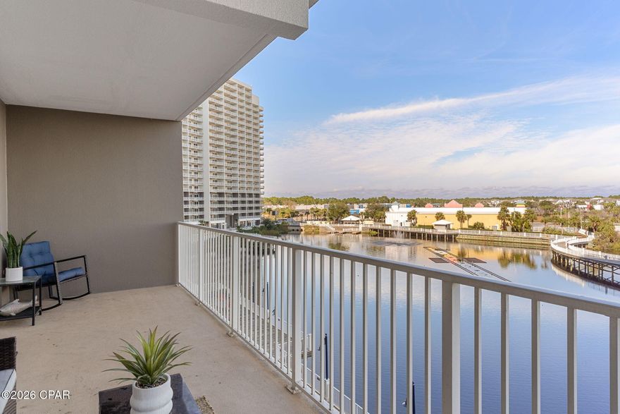 Wake up to serene lake views and step into the heart of everything Panama City Beach has to offer! This fully furnished 2-bedroom, 2-bath condo with a bonus bunk room comfortably sleeps up to 8, making it ideal as a vacation getaway, rental investment, or both. Enjoy peace of mind with a brand-new 2025 hot water heater, gulf views from guest bedroom, granite countertops, and an oversized private balcony perfect for morning coffee or sunset unwinding. Located just steps from the world-famous white-sand beaches, shopping, dining, and entertainment, this beachside resort delivers true resort-style living. Laketown Wharf boasts unmatched amenities, including five unique pools, a Kids Funscape playground, Splash Bar & Grill, Gulf-view fitness center, covered garage parking, and convenient beach access. Stroll along the 52,000-square-foot lakefront boardwalk, explore onsite market shops, and end your evenings with the nightly fountain and light show. With views spanning the Gulf of Mexico, lake, and golf course, Laketown Wharf offers one of the most dynamic and sought-after locations on the beach. Turn-key and perfectly positioned this is Panama City Beach living at its finest!