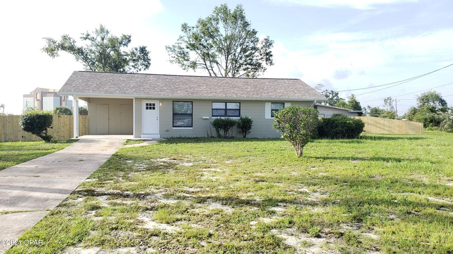 Cute 3BR 1 bath home w/ carport on large corner lot w/privacy fence!  LVP flooring & carpet in bedrooms, W/D hookups, storage closet &  all electric. Directions: West on 23rd Street from Hwy 77, right on Airport Road, right on Rollins, right on Concord Circle and house is on the right.