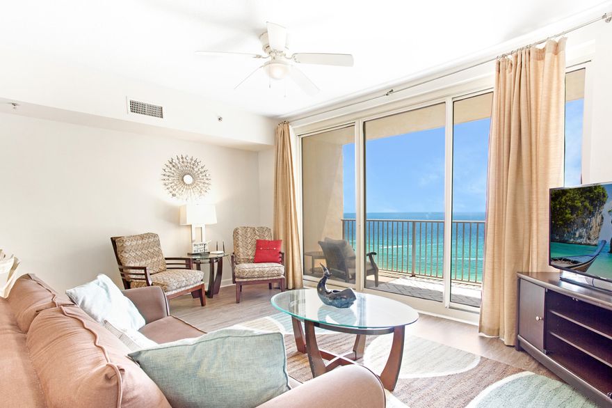 Luxury Beach Front Condo in the popular Shores of Panama resort. Fully furnished Vacation Rental investment opportunity. An updated 2/3 1184 sqft Gulf front condo with a dedicated parking and an enormous south facing balcony with an amazing views of the white sandy beaches, turqouse waters of The Gulf of Mexico, and the resort's stunning lagoon pool. Open concept floor plan and three full bathrooms, one for each room. Private bunk room enables this pristine unit to live like a junior three-bedroom condo and rent like one as well. This unit is located on the 15th floor allowing for spectacular views of the gulf. HOA includes all utilities except electric. Unit comes with a dedicated parking space.



Shores of Panama, is a 23 story Tuscany style condominium of gulf front luxury accommodatio offering unparalleled amenities including almost 500' of Gulf frontage, 13,966 sq. ft. million dollar Gulfside, zero entry lagoon-style gulf side pool, Gulf side hot tub, Large heated indoor pool & hot tub, Covered on-site parking deck, Health center with fitness equipment, Two tiki bars serving lunch and dinner, Beach activities and rental services, Free high-speed internet access,  and more, surrounded by beautiful exterior details. The Shores of Panama is an excellent location on the beach next to Pineapple Willy's and is within walking distance of other restaurants and entertainment. Like thousands of visitors each year, your family will LOVE Shores of Panama.