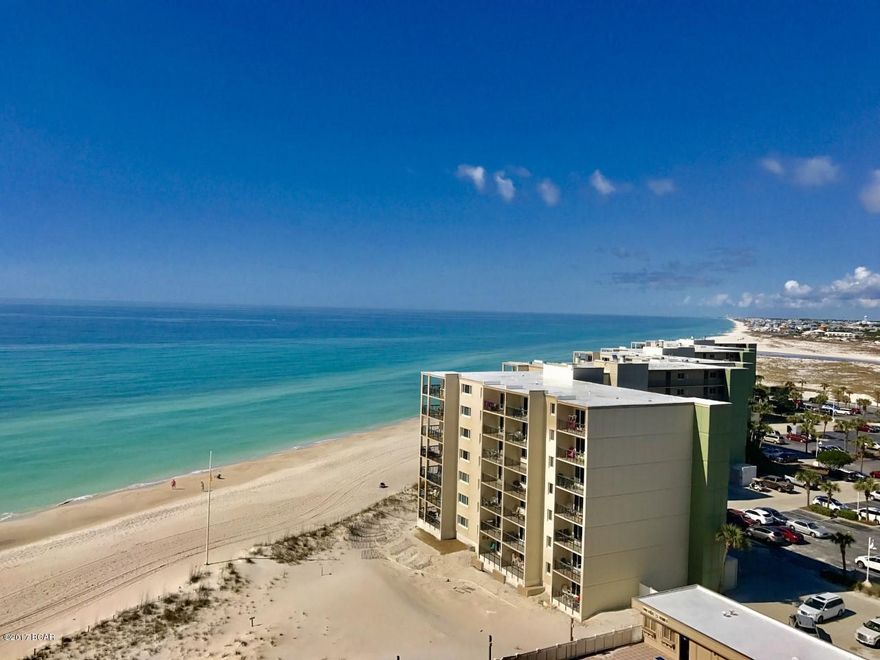 Amazing views from every room in this townhouse style, fully furnished, 2 bedroom, 2.5 bathroom condo at Pinnacle Port. Main floor features living, dining and kitchen with a half bathroom and laundry. Balcony access off the living area boasts spectacular Gulf views. The second floor consists of the master bedroom with private balcony overlooking Lake Powell, along with a private master bathroom. Also featured is a second bedroom with Gulf view and a second bathroom.  Perfect condo complex to use as a second home or vacation rental due to the quiet west end location in Panama City Beach and minutes away from the luxury 30A scene. Plus, the HOA fees cover everything you need including electricity used for heating, cooling and hot water, so you only pay a small electric fee for lighting and appliances! Pinnacle Port is located within the gated Gulf front community of Carillon Beach Resort and offers loads of amenities for all ages including two swimming pools (one heated), sauna/steam room, fitness room, library, private freshwater dock with boat slips, boat launch, kayak/canoe rentals, tennis courts, shuffleboard, playground, BBQ/picnic area, and over a quarter mile of private beach access.