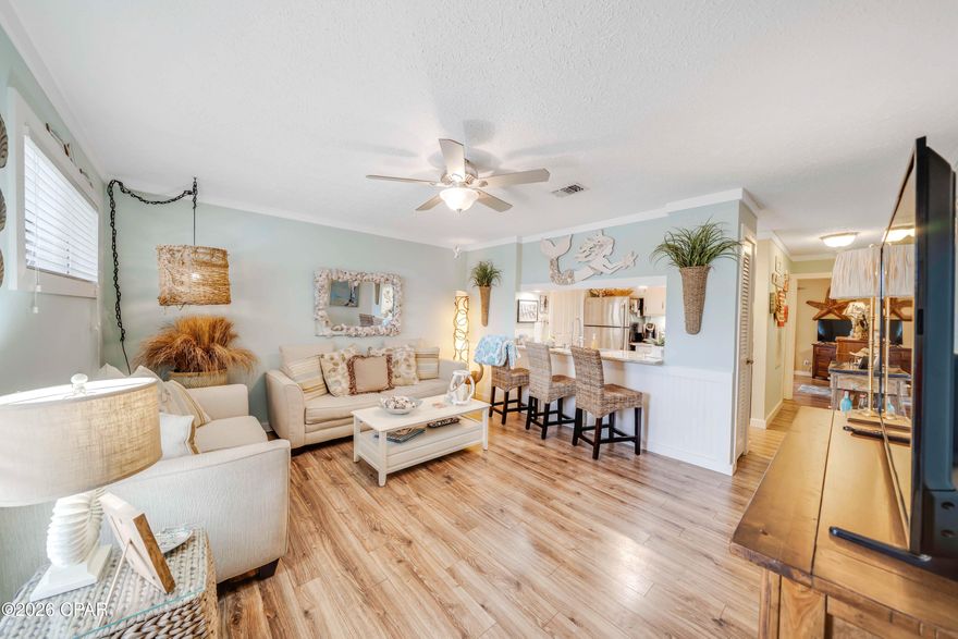This 1BR/1BA condo in the charming Grand Lagoon Cove community is just minutes from the Navy Base, shopping, dining, and only a five-minute drive to the beach. Located on the second floor (stairs only), this bright, updated unit offers a beautiful water view of the Grand Lagoon which has access to the Gulf. Features include like-new Frigidaire appliances, granite countertops, ceiling fans, newer water heater and A/C... Sold furnished for easy, low-maintenance living. On-site storage facility coming soon.

Enjoy resort-style amenities including a community pool and sun deck, lagoon-front dock with fishing and HOA-approved boat slips (waitlist may apply), BBQ grills, lagoon-front community deck, tennis court with basketball hoop, and assigned plus overflow parking.