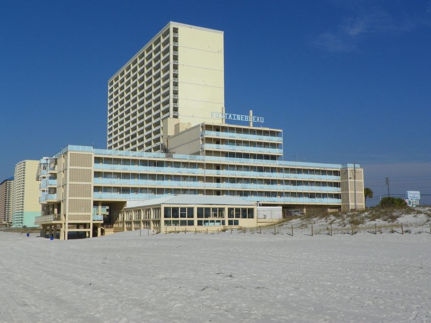 A Panama City Beach staple!  The lowest price investment on the market, ON THE BEACH!  The Fontainebleau Terrace boasts the largest Indoor Pool sitting directly on the beach as well as a large deck to enjoy the salty beach breeze.  This unit faces West to view the unbelievable PCB sunsets from your window or door.  6th floor studio with a brand-new Queen Mattress and a futon to sleep 4 comfortably.