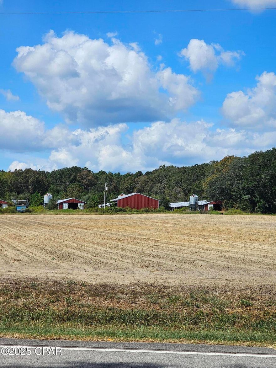 FARM LIVING IS THE LIFE- This is a must see! Go Show this 27+- acre property where you can have chickens, pigs, cows and a large garden. Compleate with a 4inch well and septic tank for your home and an additional 6 inch well for irrigation. There's an irrigation sprinkler system available for an additional price. There is also a produce stand located at the hwy with electricity and water.The10+- acre field in front for large crop plot and 2 1 acre fields in rear for smaller produce garden. You could live on the property either in a mobile home or build the dream farmhouse to suit.There are storage barns and chicken houses already on the farm.  Surrounded by large oak trees, this property has all the possibilities. Bring all offers