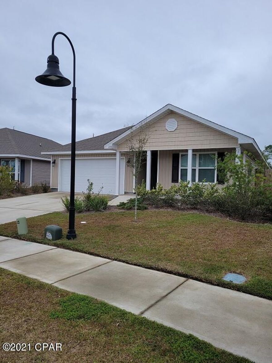 Bridge Harbor!  Nice open spacious floor plan!  4 bedroom 2 bath home with 2 car garage on pond!  This home has the SMART HOME SYSTEM and features 8' ceilings throughout, recessed lighting, rolled vinyl flooring in common areas, carpet in the bedrooms, center island in the kitchen, large covered back porch for entertaining and enjoying the view for the pond and sunsets.  Community pool and mailbox!  All Electric!  HOA takes care of the lawn outside the back fence.  Pet Negotiable $300 Pet Deposit Per Pet and $50 Per Month Per Pet!