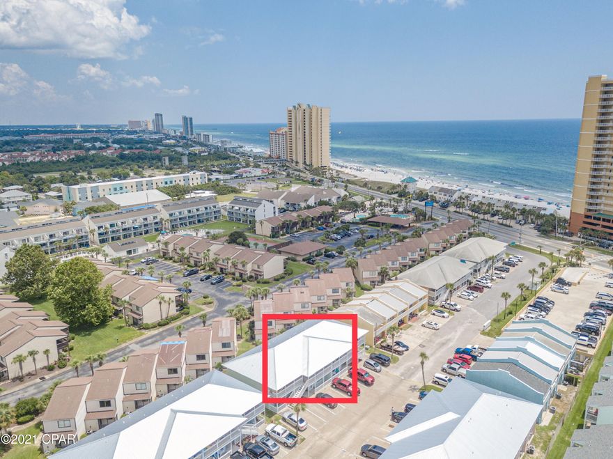 Enjoy GULF VIEWS from your OWN BALCONY at WENDWOOD...low-rise, cool in sherbet colors, no crowds, few high rises nearby, QUIET WEST END, no elevators. WALK ACROSS to beach access #72 and see the SUGAR SHORE and EMERALD WATERS of our INCREDIBLE BEACHES! CALM, COASTAL DECOR welcomes you into the OPEN and BRIGHT INTERIOR. With built-in BUNK BEDS, this BEAUTIFUL UNIT will SLEEP SIX. Features include NAUTICAL-style HOOKS STORAGE at the front door, extra moulding and SHIPLAP ACCENTS, built-in bench dining with storage, kitchen with GRANITE/SUBWAY TILE/STAINLESS, DECKS, NO CARPET. Sliding glass doors are TINTED for privacy and energy efficiency. BRAND NEW METAL ROOF! Park right outside your building for convenient access to Pier Park SHOPPING, DINING, and entertainment.