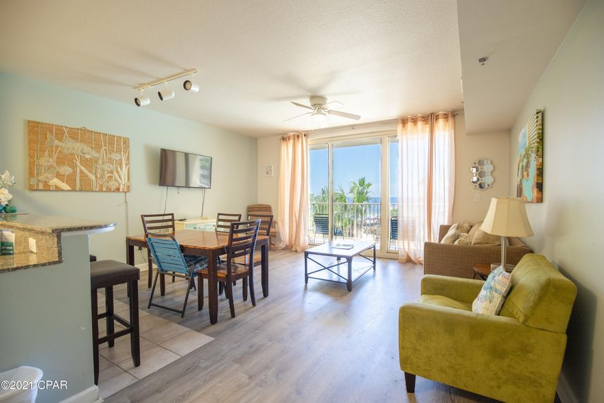 CURRENTLY UNDER CONTRACT, SELLER ACCEPTING BACKUP OFFERS. Two bedroom condo with bunk area, 3 full  BATHROOMS with gorgeous gulf views. This is a low floor unit with a private parking space on the same level that conveys with sale. The pool and hot tub are just two levels away. Great East End of PCB location and easy access to lots of restaurants, minutes away from the PCB Recreation Complex and tons of fun things for families to do on vacation. This unit has a great balcony that looks over one of the very best pools in Panama City Beach! Turn-key unit in a amenity rich building. All measurements approximate, please verify.