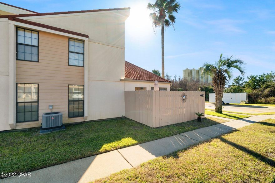 UNDER CONTRACT! TAKING BACK UP OFFERS Just listed! This Gorgeous 2-bedroom 2 full bath condo at the west end of Panama City Beach and it is located right across the street from the beach in the sought after gated community of Horizon South.  This unit has Two floors of living space with high ceilings, new floors, new appliances, new washer and dryer and new living room furniture. You can spend your time outside on your private patio or at one of the four community pools, shuffleboard, tennis court, basketball courts and playgrounds.  If you're looking for a home away from home or a great investment property don't miss out on this unit.
