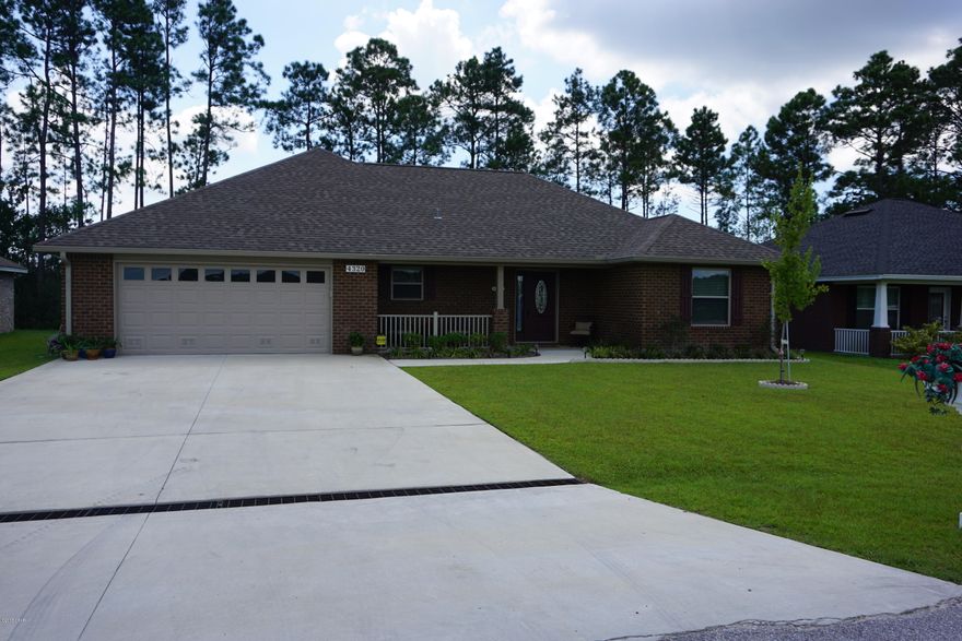 This Home is move in ready with very minor damage from storm & repairs to be completed soon so call for a tour. This 3 bedroom 2 bath all brick home that offers extra large master bedroom with Large walk-in closet, trey ceiling with rope lighting & wood trim, master bath with double shower with Rain maker (3 shower heads) and shower seat. The kitchen is a dream with all real wood cabinets, solid surface countertops, back splash & stainless steel upgraded appliances. Cabinets in the laundry room,  living room has electric fire place & crown molding. Home has upgraded security system & generator ready electrical outlet with cord. Hard wood floors including in the additional bedrooms & lots of closets space. Outdoors there is an enclosed screen patio, outside shower & sprinkler system & fence