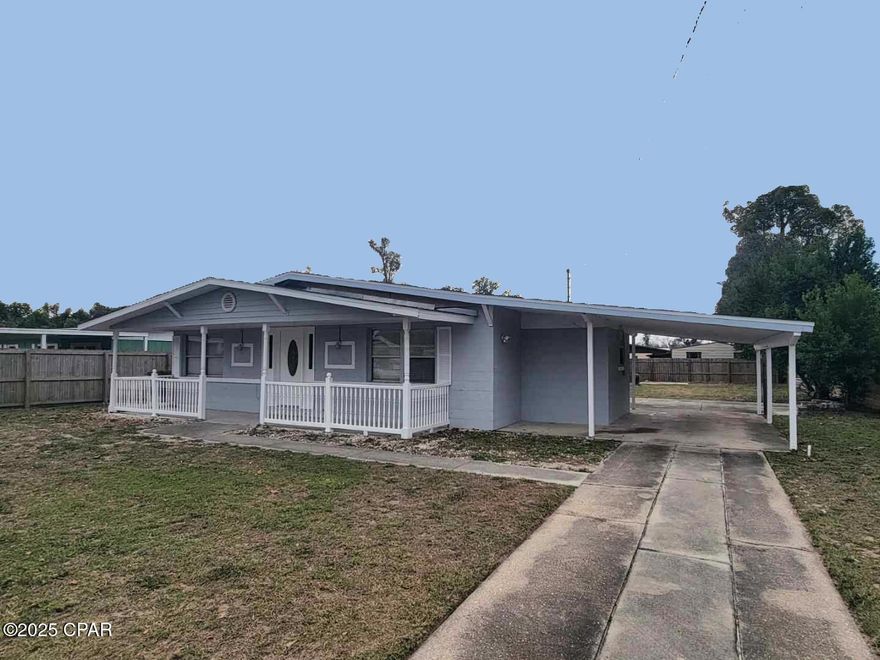 Charming 2 Bedroom, 1 Bath home with carport. The interior and exterior has been freshly painted.  Tile and plank flooring. Equipped with refrigerator, dishwasher, and range.  Also has washer/Dryer hookups. Plus, spacious backyard.  Convenient to shopping, restaurants, schools, and Tyndall AFB.  No Pets. Call to schedule a tour.