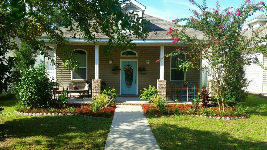When you step into Riverside Park, you really are escaping into a different place in Panama City. This ''pocket neighborhood'' is steeped in the old style tradition of courtyard homes sharing common areas and taking a step back in time on what a neighborhood should be.  This 3BR/2B, Florida cottage-style home has an open floor plan with a spacious front porch enabling you to take in the full harmonious beauty of the courtyards in the neighborhood.  This home has been very well kept!  It also offers a spacious kitchen with custom cabinetry and a bar that is joined with the open dining/family room area. The sellers have recently replaced the flooring with luxury vinyl plank and updated paint.  The master bedroom offers a trey ceiling and spacious master bath with a walk-in shower. There is a climate controlled attic above the garage that could be turned into a bonus room. In addition to the natural beauty of the neighborhood, Riverside Park features a large dock on Mill Bayou, a community pool, small children's pool area, large pool deck surrounding both, 1/2 basketball court, playground area, a community building, fitness center, and a game room that overlooks the pool area. This neighborhood lends a true community feeling.   (All measurements approx.  Please verify if important.)