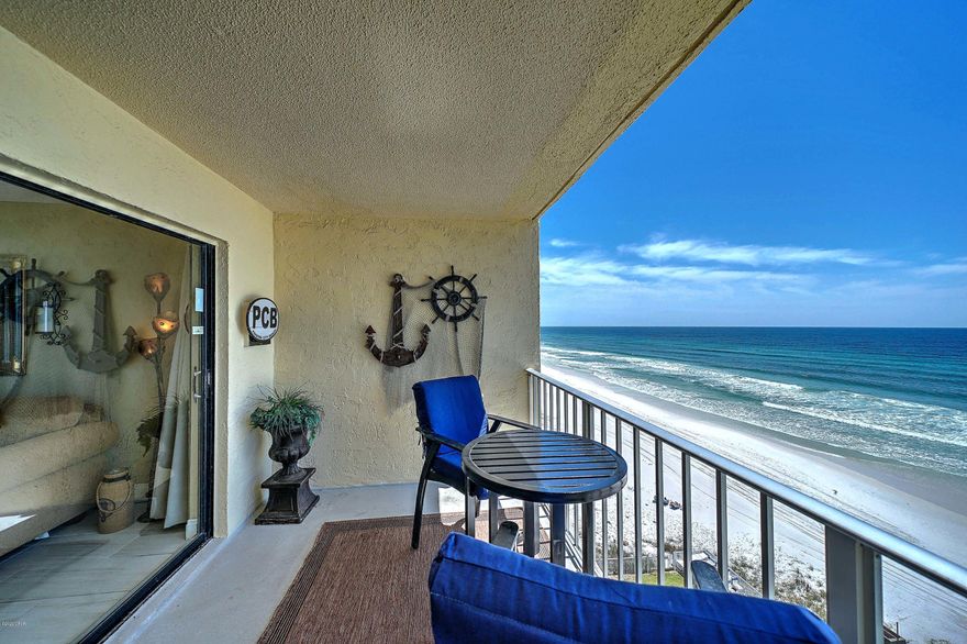 A must see GULF FRONT condo in Regency Towers!  Master bedroom on the gulf!  Enjoy upgrades with beautiful floors, gorgeous updated kitchen and convenient walk in shower in bathroom.  This condo features 2 full bathrooms and a great open layout for easy condo living, and located on the 8th floor - the perfect floor height!  Fully furnished and rental ready for you.  Regency is a gated community with wonderful amenities including poolside tiki bar, 2 olympic size pools; kiddie pool, hot tub, game room, and gym. Regency is spread out on one of the largest beachfront spots, which allows you to enjoy plenty of gulf front beach time, spacious pool decks, green space, and plenty of parking.  Call today!  Kitchen window does not convey.  Please measure for accuracy if important.