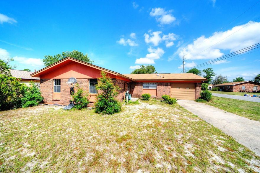 Centrally located 3 bed, 2  bath brick home tucked away on a peaceful street. This home is just blocks away from Historic St. Andrews and a quick drive to the white sandy beaches. The landscaping opportunities for this property are numerous with a great corner lot to show it off! This home has a welcoming entry way that opens up to the large living room. The eat-in kitchen features a stainless oven, an island/breakfast bar, and plenty of cabinets for storage space. There are sliding glass doors off the dining room to the fenced backyard. This home boasts a large master bedroom with double closets and a private en suite. The guest bedrooms share a full bathroom with a shower/tub combo. There's plenty of indoor storage space with a sizable hallway closet. This home is conveniently located near the Bay, schools, parks, local restaurants, and more! No showings after 7 PM on Fridays and no showings on Saturdays. No exceptions.