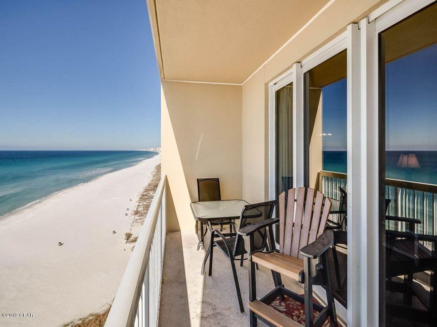 Seychelles is located only 3 minutes from St Andrews State Park and offers 200 ft of pristine Gulf frontage.  This 9TH  floor, 1bd, 2bth condo offers 883 sqft of living area and is a fully furnished with an open plan with hallway bunks.  The living area is on the Gulf which allows for amazing views. Step outside on the spacious balcony for extraordinary Emerald Coast sunsets.  The condo has been recently painted and most of the furniture has been updated within the last year. A  storage closet is  available for rent across the hallway – the current owner would transfer the lease to the new owner.  Seychelles condo dues are $1,462 per quarter and include ALL of your utilities...Yes, I said ALL!  Seychelles also offers many amenities including 2 Gulf front pools and hot tubs, a gated parking garage, fitness center, conference center and onsite management. It is conveniently located within walking distance of St. Andrews State Park and only moments from the Marina, where you can enjoy excursions to Shell Island. It is also convenient to the area's best dining, nightlife, Shipwreck Island water park, Gulf World, ZooWorld, deep sea fishing, sailing, diving, snorkeling and other area attractions. Experience the joy of this wonderful island-style retreat!