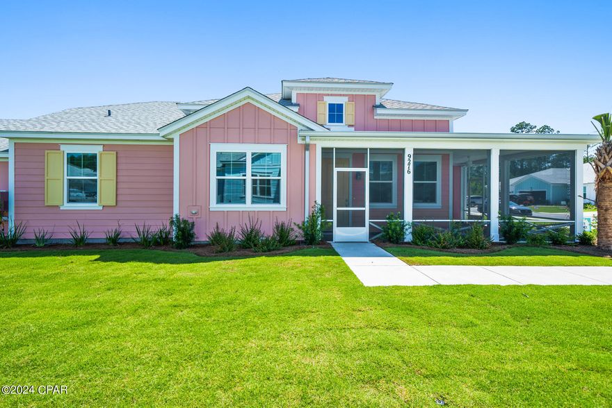 Experience the essence of ''5 o'clock somewhere'' living at Latitude Margaritaville! This beautifully positioned Dreamsicle offers you the opportunity for eliminating the typical two-year wait for one of the community's most popular cottage models. Move in now! This charming home comes complete with all appliances, including washer/dryerwindow coverings, fans, allowing you to settle in effortlessly. Positioned on a corner lot facing serene green space, this home offers a peaceful retreat. Step inside and discover the perfect open layout awaiting your personal style. The cherry on top is the screened lanai extends the living space to covetted green space for enjoying the Florida lifestyle providing a sense of tranquility. The split bedroom floorplan allows for privacy with great space in each bedroom. The main en suite boasts dual sinks, walk-in shower and large closet. The expansive open concept living space provides and island for friends to hang out while preparing dinner and enjoying time together. The den is designed for an office, craft room, guests, or just a quiet place to relax from all the activities available at Margaritaville. Recessed lighting in the main living spaces adds a modern touch, while the sink in the garage adds convenience. Seize this opportunity to embrace the Latitude Margaritaville lifestyle with your own personalized touch! Town Square is the hub of life within the community with a beautiful pool, full serice fitness center, and the Bar & Chill all overlooking the Intracoastal.