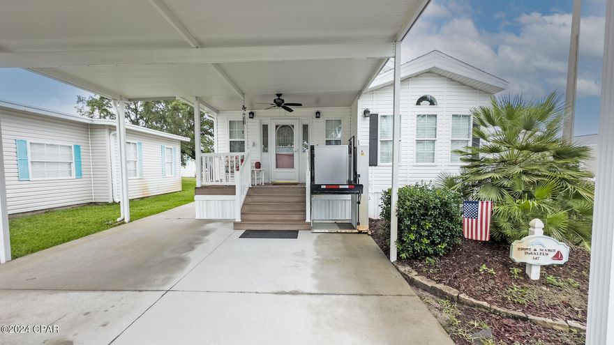 CURRENTLY UNDER CONTRACT, SELLER WILL CONSIDER BACKUP OFFERS
Beautiful home in Emerald Pointe Resort where you can live the Beach Life in a peaceful and friendly community which is a gated community and beautifully landscaped.  This home has a two bedroom with a office that could be used as a bedroom.  Each bedroom has it owe bath with a shower.  Home comes completely furnished with great furniture four recliners and an adjustable bed.  There is a fireplace in the living room.  The washer and dryer are in the hall closest.  The only steps in the home are coming into the home and there is an electrical wheel chair lift next to the stairs.  There is lots of storage in this home as well as a storage building 12  x 10 with shelves and electricity.  It is truly a must see home.  The community has a large clubhouse, two pools (front pool is heated seasonally), hot tub, fitness center, a pet walk, shuffleboard, boardwalk and it is a golf cart friendly community.  The HOA includes water, sewer, garbage, cable TV, and lawn service. All information and measurements provided are approximate and should be verified by the buyer.  Panama City Beach is the best place to live or visit.  The beach have white sands and beautiful Emerald Green crystal-clear waters. Conveniently located minutes away from the Navy Base and located closed to shopping, marinas, scuba diving, St Andrews State Park, and fabulous restaurants.  You have room for two cars under covered area.  All information and measurements provided are approximate and should be verified by the buyer.  Pack your bags and come move in.