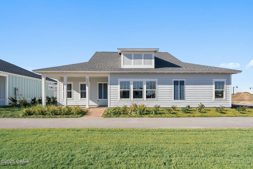 Welcome to 2336 Discovery Loop! This charming 3-bedroom, 2-bathroom home, located in the highly coveted SweetBay community, offers the perfect blend of coastal living, comfort, and convenience. Part of the exclusive Cottage Collection, this Magnolia III plan by Harris Doyle Homes is just a short bike ride or stroll away from both the bay and the vibrant, up-and-coming town center.
Thoughtfully designed with easy living in mind, this home features an open floor plan, two large covered porches, and an attached carport. Inside, you'll be welcomed by spacious interiors flooded with natural light and luxury vinyl plank flooring carried throughout the main living areas. Each detail has been carefully curated to create a warm and inviting atmosphere.
The gourmet kitchen is a true highlight, featuring a stunning island adorned with shiplap detailing, gold fixtures, and a luxury appliance package. The modern coastal design extends into the dining area, with a fully shiplapped wall adding a touch of character to this new construction. The primary bedroom offers a peaceful retreat, complete with two windows that invite in the natural light. The en-suite bathroom includes a generously sized walk-in closet, dual vanity, and tile flooring.
On the east side of the home, you'll find two secondary bedrooms, a beautifully appointed bathroom and a convenient laundry closet (washer and dryer included).
SweetBay is a community built around outdoor living, offering everything you need to enjoy a laid-back lifestyle, including miles of scenic walking trails, two resort-style community pools, parks, a basketball court, and direct access to North Bay. Here, you can enjoy kayaking, paddleboarding, fishing, or simply watching the stunning sunsets from the community dock. With future plans for a town center and marina, SweetBay continues to evolve, offering its residents even more reasons to love this dynamic community.
Inquire today and start living the coastal lifestyle you deserve!