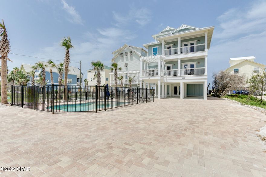 Named ''Kanani'', which is Hawaiian for ''the beautiful one''.  5 br 5ba gulf front home w/ private pool on No Cape San Blas is the perfect location for the most discriminating buyer.  LEVEL 1-elevator, covered parking, open gulf front patio with full shower and bath. LEVEL 2-lounge/TV room with surf decor, 3 br 2 w/ en-suite, one br w/ bunks and private bath in hall, washer/dryer.  LEVEL 3-opens onto the finely appointed kitchen w marble countertops and island, great room, dining area with 10 seat formal dining table and breakfast nook. Primary guest suite with en suite and private balcony. LEVEL 4-entirely encompasses the master suite that offers total privacy and fabulous views of the beach, en-suite bath w/twin vanities.  Private deck.  See DETAILED AMENITIES LIST. Photos courtesy of Natural Retreats.  Dimensions from GULFPA.com