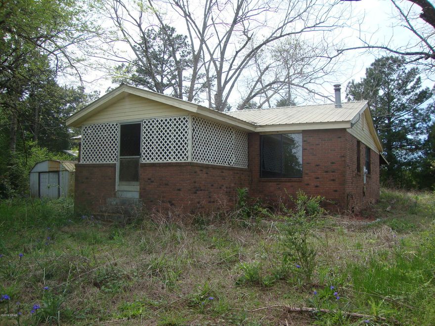 Fixer Upper Home in the country. 2 Bedroom Brick home sitting on almost an acre. Metal Roof.  Newer insulated windows. Newer hot water heater. Screened front porch. House needs repairs and updates but it is a great investment property. Has 2 attached carports and 2 yard sheds. Located on county maintained road and not far from town.