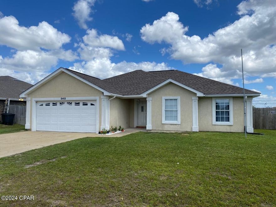 Centrally located, not far from Tyndall or Navy Base. Gorgeous hardwood floors in large living room, dining room, kitchen and foyer. Kitchen has granite counter tops and lots of storage/cabinet space, separate eating area and breakfast bar. Tile in both full bathrooms. Master bath has a separate shower and tub along with a double vanity. Master bedroom has a spacious walk in closet. Interior laundry room. Ceiling fans throughout. Privacy fenced large back yard. Finished two car garage with garage door opener. Covered porch with ceiling fan. Neighborhood has street lights and sidewalks throughout. Walking distance to schools