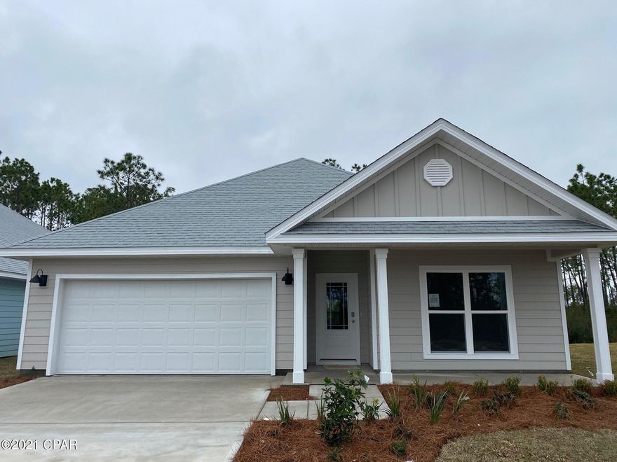 This home is the ''Rhett'' plan. As you enter this home you will see 9'ceilings throughout, luxury vinyl plank flooring throughout the main areas and carpet in the bedroom. This home added details of tray ceilings in living room and bedroom one, brushed nickel hardware, granite countertops, and elegant doors. The kitchen has a center island, a nice size walk-in pantry and the appliances include smooth top range, microwave and dishwasher. Open to the living room and dining area, makes this home perfect for entertaining. The owner's suite has a bath with walk-in closet, garden tub and separate shower. Enjoy outdoor dining from on your covered porch on the back of the home, accessible from your dining area. This home is being constructed with the Zip Sheathing system, providing greater protection than a traditional housewrap from damages due to wind, rain, and extreme weather.

A standard Smart Home package includes a KwikSet keyless entry, Skybell doorbell, automated front porch lighting, an Echo
Dot device, and Quolsys touch panel which can be integrated to control your lighting, thermostat, front door and so much more.
A builder 10 year structural warranty is also included.

Pictures, photographs, floor plans, elevations, features, colors and sizes are approximate for illustration purposes only and will vary from the homes as built. Home and community information including pricing, included features, terms, availability and amenities are subject to change and prior sale at any time without notice or obligation. For Move-In/Completion Estimates: Ready dates are estimates only. Timing of completion of construction and buyer move-in are subject to contingencies contained in home purchase agreement and governing jurisdictions issuance of a certificate of occupancy, and may change due to forces majeures and other delays or disruptions outside the reasonable control of the Builder
